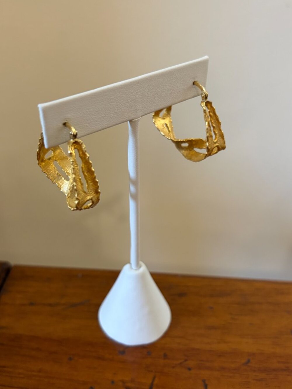B Italy Gold Tone Twisted Hoop Earrings - Picture 2 of 11